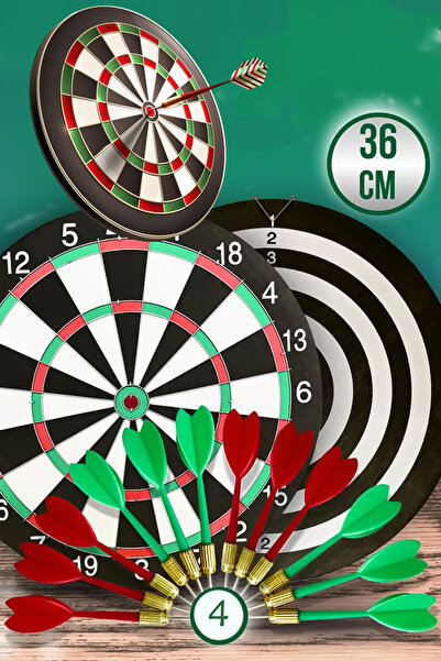 Genel Markalar Dart Seti 43 Cm (17 İnç) Büyük Boy + 4 Dart Oku (18 Gr) Hedef Tahtası Eğlence Seti