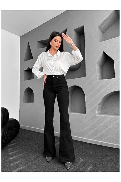 MAKRAS EXCLUSIVE Penelope Trendyy Black Spanish Color Colorfast Lycra High Waist Jeans