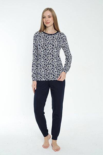 Lagertha by İntensive Patterned cotton viscose lycra long-sleeved pajama set