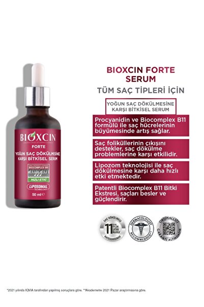 Bioxcin Yoğun Saç Dökülmelerine Karşı Forte Serum Tek Şişe Tanışma Paketi 50 ml