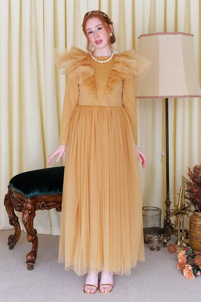 Ceylan Otantik Κίτρινο βραδινό φόρεμα Princess