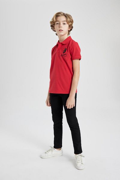 DeFacto Boy's Pique Short Sleeve Ataturk Printed Polo Red T-Shirt B6939a824sm