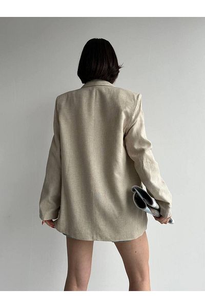 Laluvia Steinfarbene, gefütterte Leinenjacke aus 100 % Baumwolle