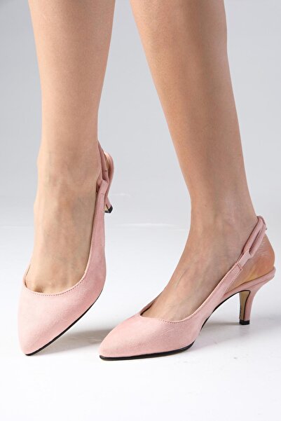 Mio Gusto Evelyn Powder Color Open Back Short Heeled Shoes