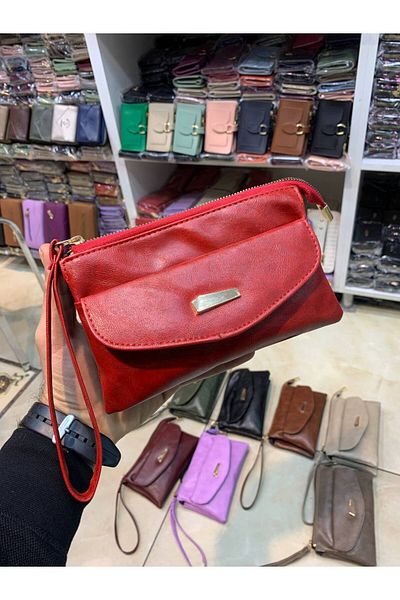 Zeynep Ceyda Koçak SOFT LEATHER RED VERIOUS WALLET AND CROSSBODY BAG