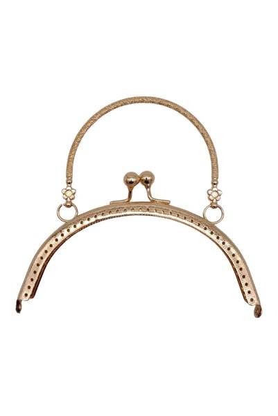 angel çanta aksesuar Angel Çanta Aksesuar 15.5 cm Tutmalı Oval Çanta Klipsi Cüzdan Bursu Light Gold Renk