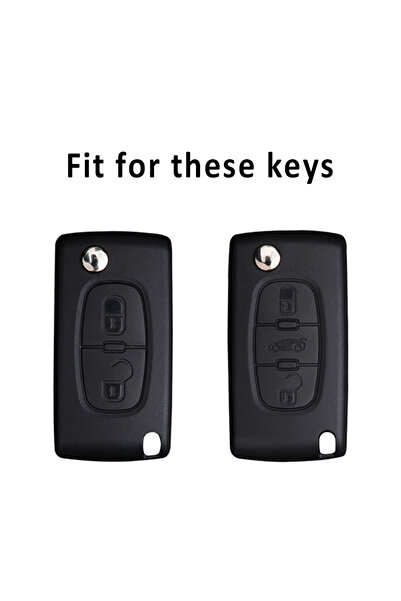 AYCANSTORE Tpu Peugeot Citroen Husa pentru telecomandă cu comutator cu 2 BUTOANE (gri antracit metalic)