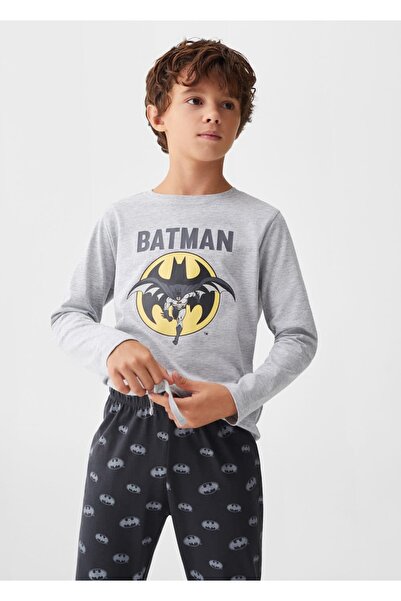 MANGO Kids Batman Baskılı Uzun Pijama Takımı