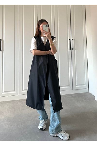 AÈC PRIVÈ Women's New Season Trend Magic Both Vest and Crop and Trench Coat 777