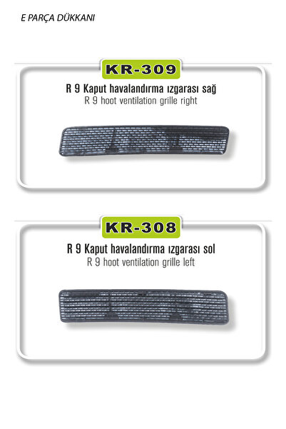 KAYA PLASTİK RENAULT R9 MOTOR KAPUT HAVALANDIRMA IZGARASI SAĞ-SOL TAKIM - 770...