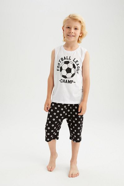 DeFacto Set pijamale capri fără mâneci pentru băieți Y7276a622hs
