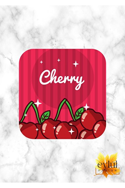 Eylül Design Cherry Printed Special Design Printed MDF Square Coasters