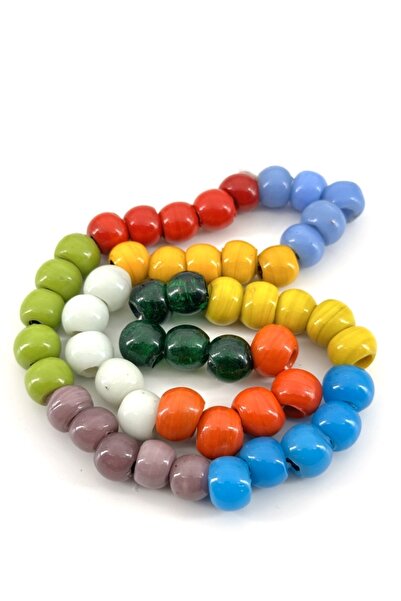 Selvi Konsept Bodrum Cam Boncuk Küçük Boy Karışık Renkli 10 Mm 1 Dizi 50 Adet