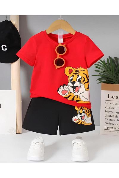 npLStore Bottom and Top Set with Teddy Bear Shorts on the Side, Between 4 and 13 Years