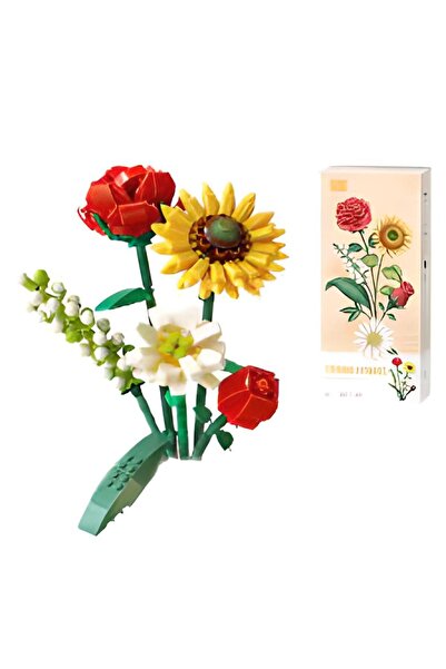 Loz Mini Çiçek Figürlü Yapı Blokları- Kırmızı