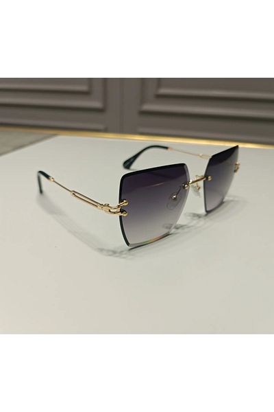 PERİ GÖZLÜK Black Crystal Cut Women's Glasses - Glass Square Cut