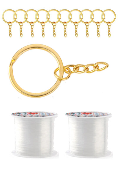 uniquehobby 50 قطعة سلسلة مفاتيح حلقة 2 قطعة 25 متر خط صيد السمك