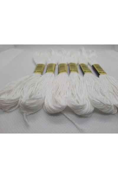 ALMİŞ 6 Pieces Single Color Etamine Cross Stitch Bracelet Brazilian Embroidery Thread - Off White