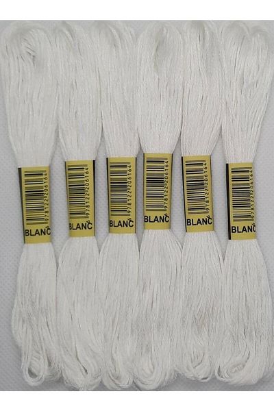 ALMİŞ 6 Pieces Single Color Etamine Cross Stitch Bracelet Brazilian Embroidery Thread - Off White