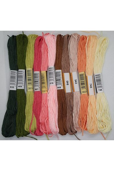 ALMİŞ 12 Pieces Muline Cross 8 Meters 6 Layers Different Colors Cross Stitch Embroidery Rococo Thread
