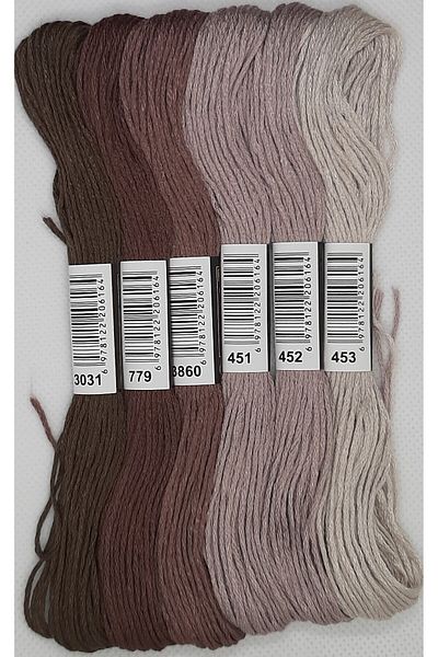 ALMİŞ 6 Pieces Muline Cross 8 Meters 6 Layers Different Colors Cross Stitch Embroidery Rococo Thread 3031 453