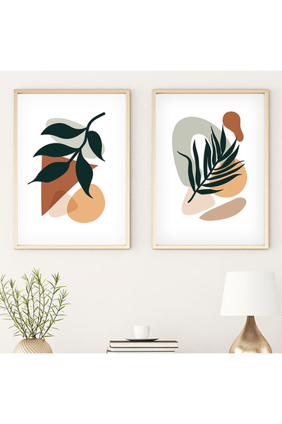 huhuli طقم لوحات حديثة بإطار خشبي huhu33