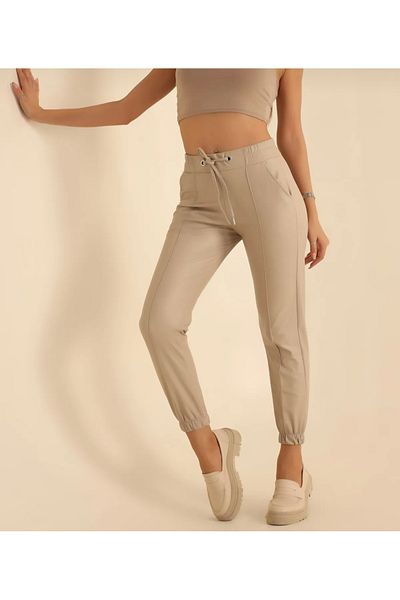 La Perla Boutique beige high waist leather pants