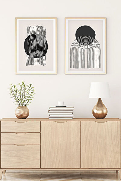 huhuli طقم لوحات حديثة بإطار خشبي huhu137