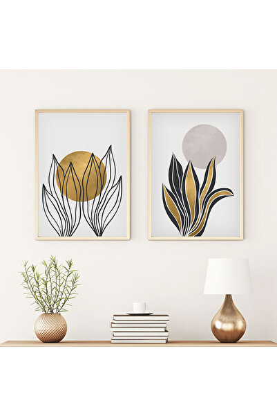 huhuli Ahşap Çerçeveli Modern tablo Seti huhu78