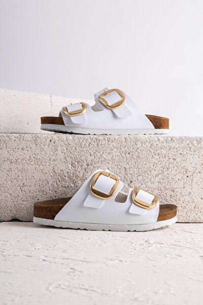 Getcho Γυναικείες παντόφλες ανατομικής σόλας με διπλή πόρπη Ganse – Παντόφλες σόλας από φελλό που δεν προκαλούν εφίδρωση