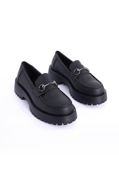 London Черни дамски мокасини обувки Verner Buckle