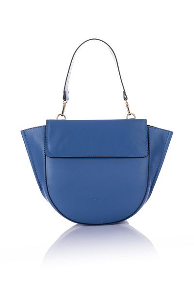 Getcho Lampus Women's Blue Half Moon Model Cross Strap Women's Hand and Shoulder Bag Pu Leather Zipper Design