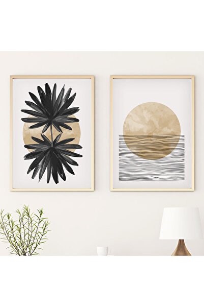 huhuli Ahşap Çerçeveli Modern tablo Seti huhu53