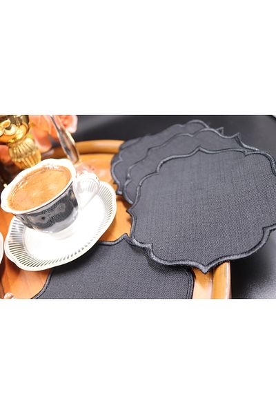 vipceyiz 6-Piece Black Embroidered Presentation Napkin