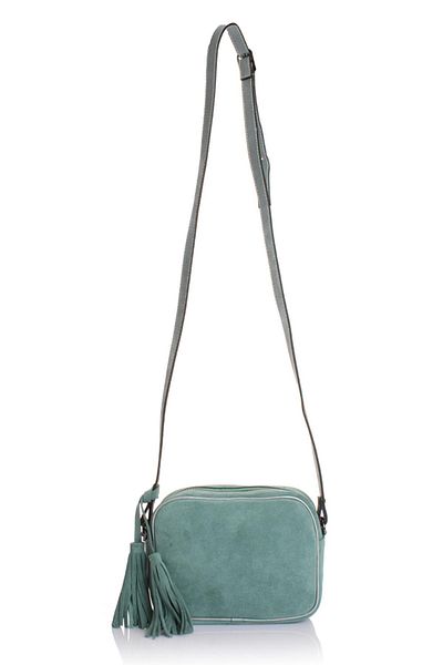 Getcho Grama Women's Green Genuine Suede Tassel Detailed Crossbody Bag – Small Size, Zippered, Daily