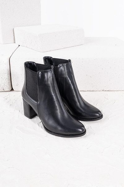 Getcho Γυναικείες μαύρες μπότες με τακούνι - Vadina Rubber Λεπτομέρειες