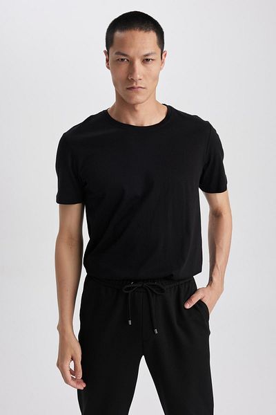 DeFacto Βαμβακερό μπλουζάκι Premium Crew Neck Slim Fit - Κοντό μανίκι M6606az23sp