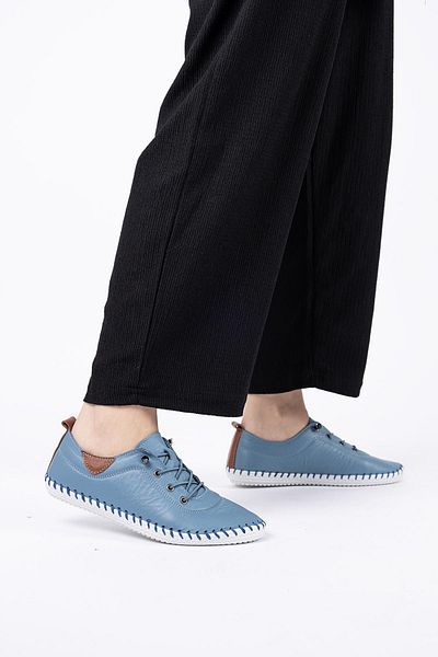 Getcho Estoy din piele naturală, respirabilă, nu transpiră, talpă confortabilă, pantofi casual albaștri pentru femei