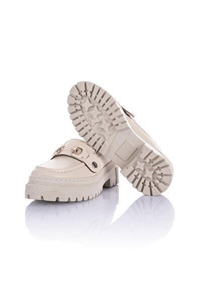 Getcho Edam Çift Tokalı Bej Kadın Loafer – Rahat, Modern ve Şık, Stil Günlük Bağcıksız Ayakkabı Modeli