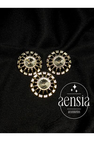 aensia قفص ذهبي وردي مع زر معدني مرصع بالأحجار في المنتصف وزر سترة Pinterest وزر 2.29 سم - 3 قطع