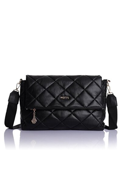 Getcho Vidar Kadın Siyah Omuz Çantası – Kapitone Tasarım, Geniş İç Hacim, Fer...