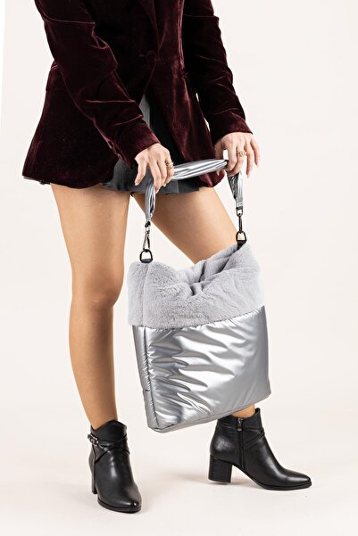 Getcho Kayron Women's Parachute Fabric Furry Plush Shoulder Bag and Crossbody Bag with Adjustable Strap