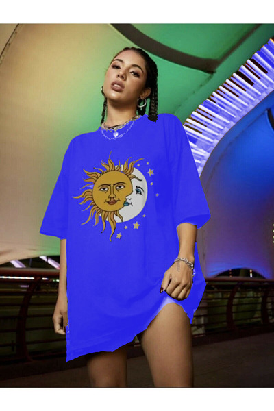 arıkoğlu kumaşçılık Tricou de damă din bumbac pieptănat cu imprimeu Sun Moon ...