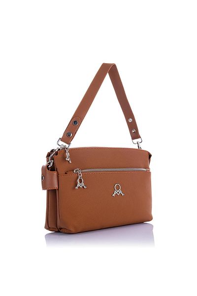 Getcho Tlea Women's Tan Double Compartment Shoulder Bag Zippered Outer Pocket Adjustable Strap Daily Use