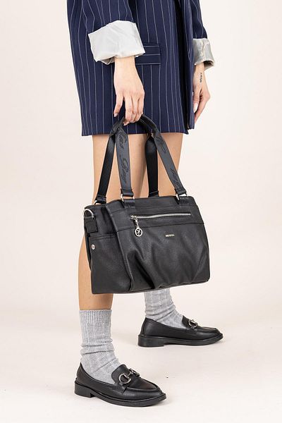Getcho Juma Women's Black Medium Size Shoulder Bag – Zippered, Double Handle, Suitable for Daily and Office Use