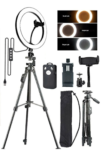 post alley Tripodlu Selfie Işığı Ring Light 10 Inç Led Işıklı Halka Bluetooth...