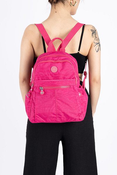 Getcho Eslera Women's Pink Crinkle Backpack – Lightweight, Multi-Pocket, Suitable for Daily and School Use