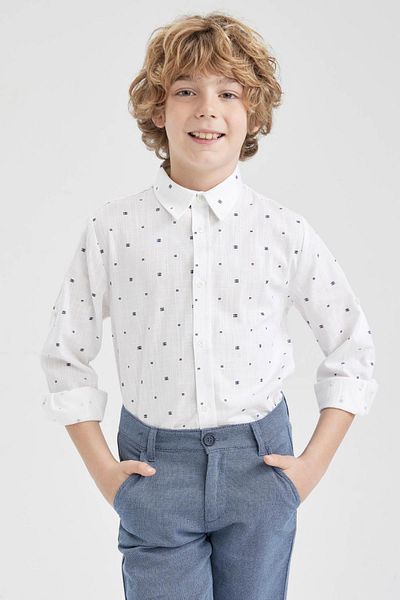 DeFacto Boy's Linen Look Long Sleeve Shirt Z2800a623sm