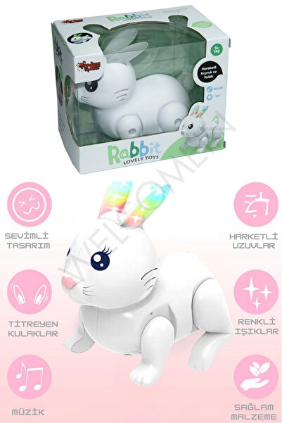 welcomein Oyuncak Müzikli Işıklı Pilli Hareket Eden ve Zıplayan Sevimli Tavşa...