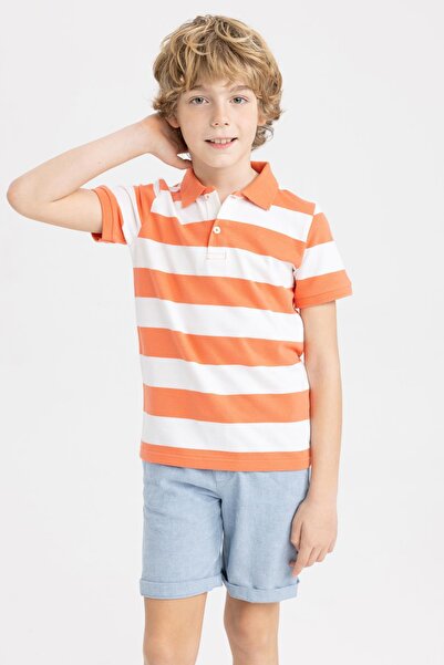 DeFacto Boy's Striped Short Sleeve Polo T-Shirt Z2767a623sm